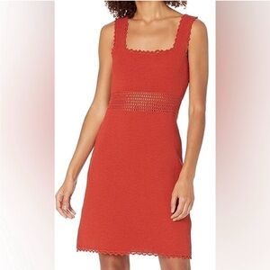 Rebecca Taylor Crochet Body Con Mini Dress in Pomodoro